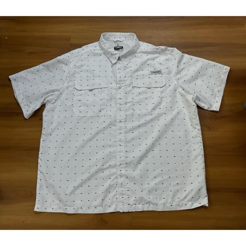 Mens Habit Performance Fishing All Over Print‎ Button Down Short Sleeve Shirt